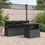 Conjunto de Sofá de Jardim 5 pcs Preto Rattan Sintético
