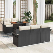 Conjunto de Sofá de Jardim 6 pcs Preto Rattan Sintético