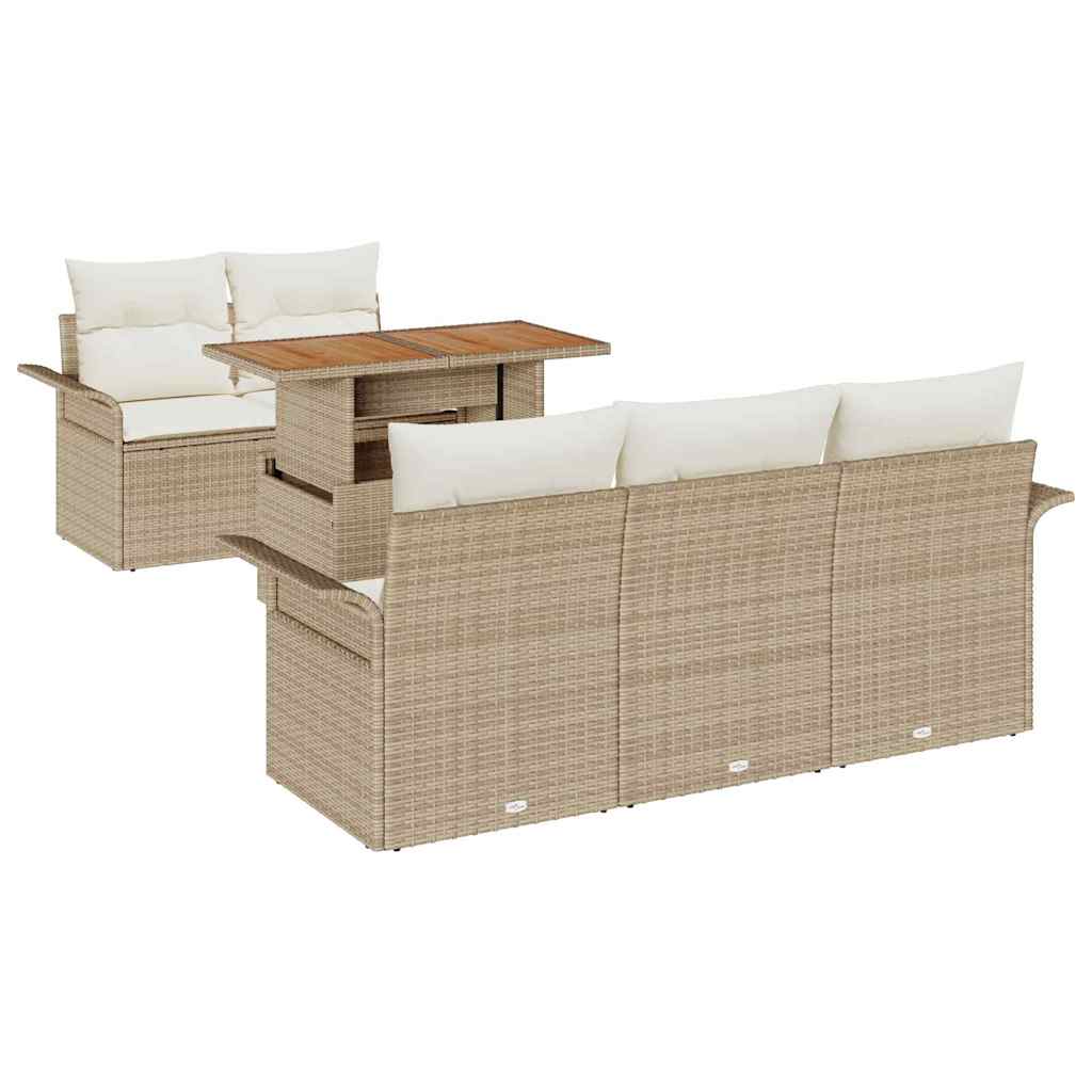 Conjunto de Sofá de Jardim 6 pcs Bege Rattan Sintético