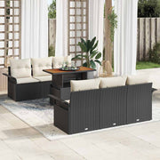 Conjunto de Sofá de Jardim 7 pcs Preto Rattan Sintético