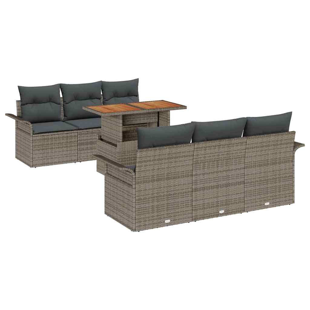 Conjunto de Sofá de Jardim 7 pcs Cinzeto Rattan Sintético