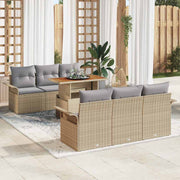 Conjunto de Sofá de Jardim 7 pcs Bege Rattan Sintético