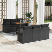 Conjunto de Sofá de Jardim 7 pcs Preto Rattan Sintético