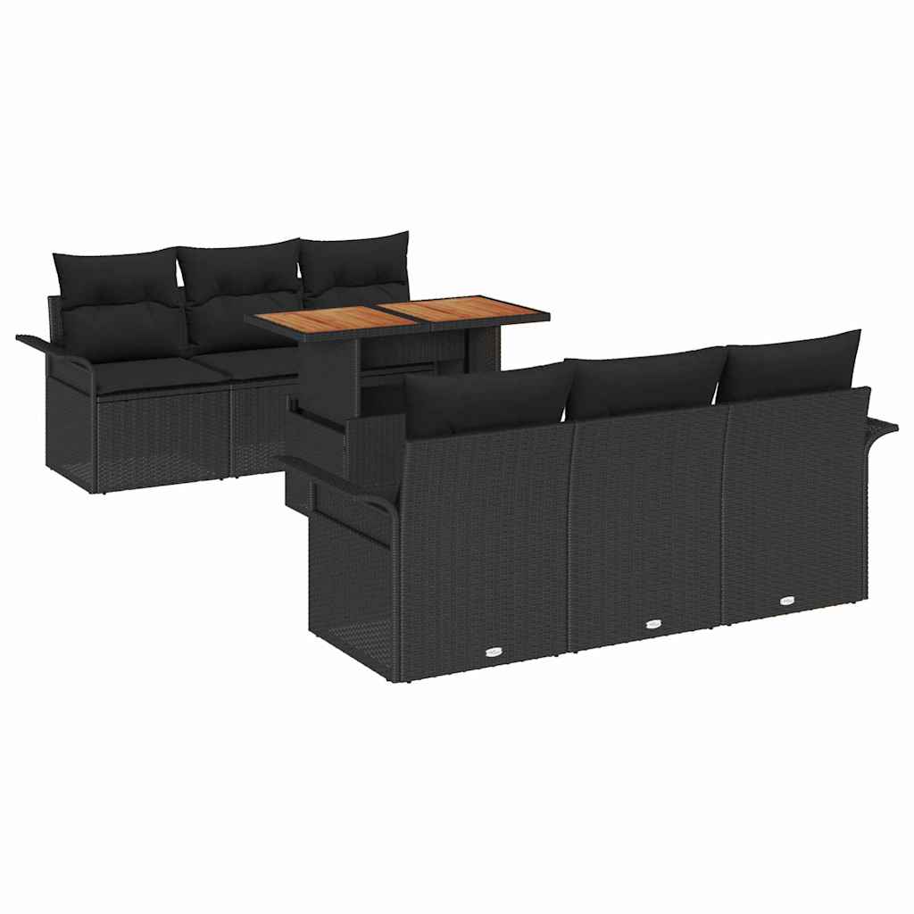 Conjunto de Sofá de Jardim 7 pcs Preto Rattan Sintético