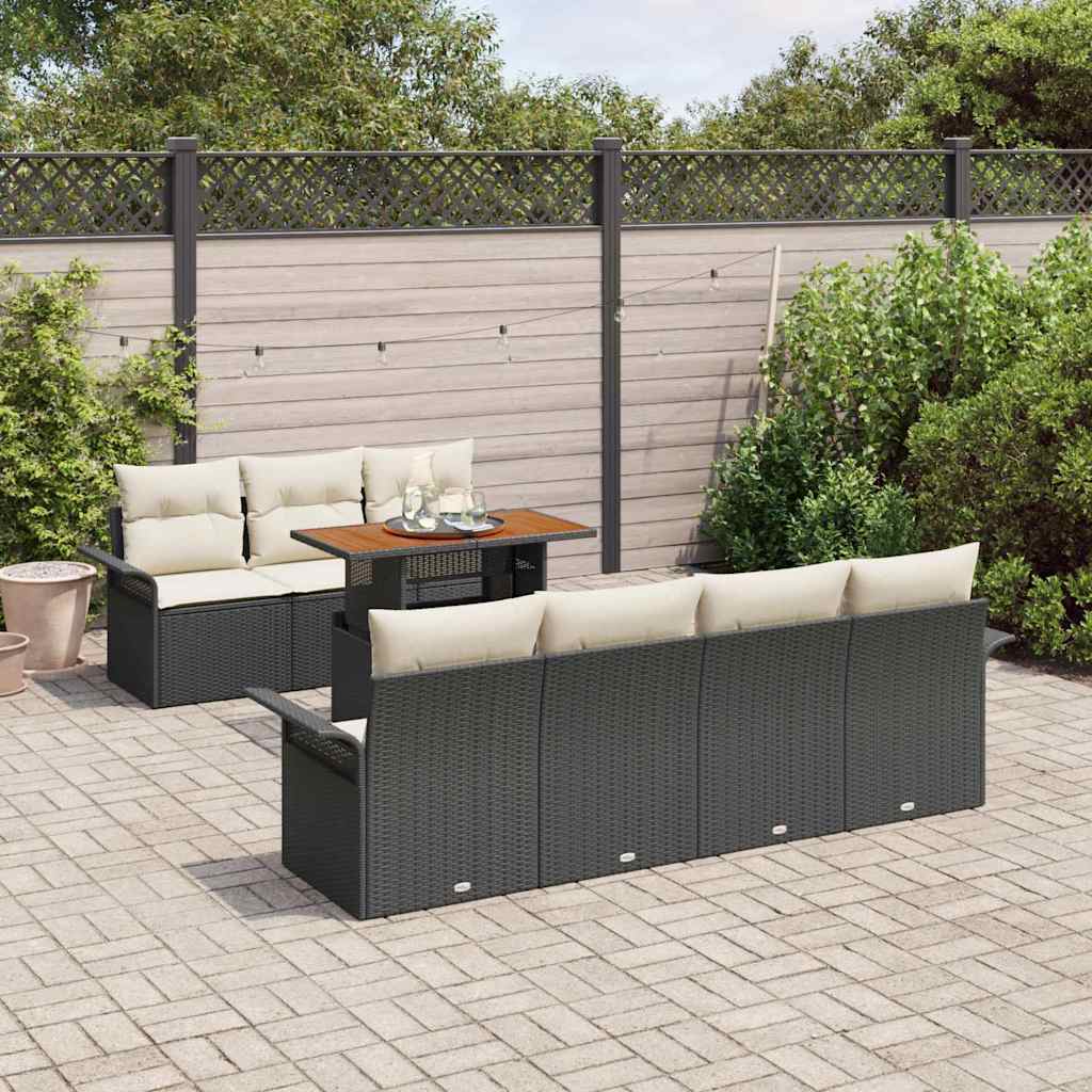 Conjunto de Sofá de Jardim 8 pcs Preto Rattan Sintético
