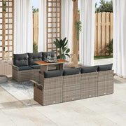 Conjunto de Sofá de Jardim 8 pcs Cinzeto Rattan Sintético