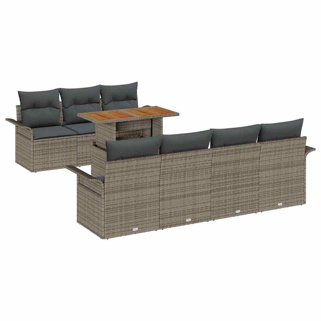 Conjunto de Sofá de Jardim 8 pcs Cinzeto Rattan Sintético