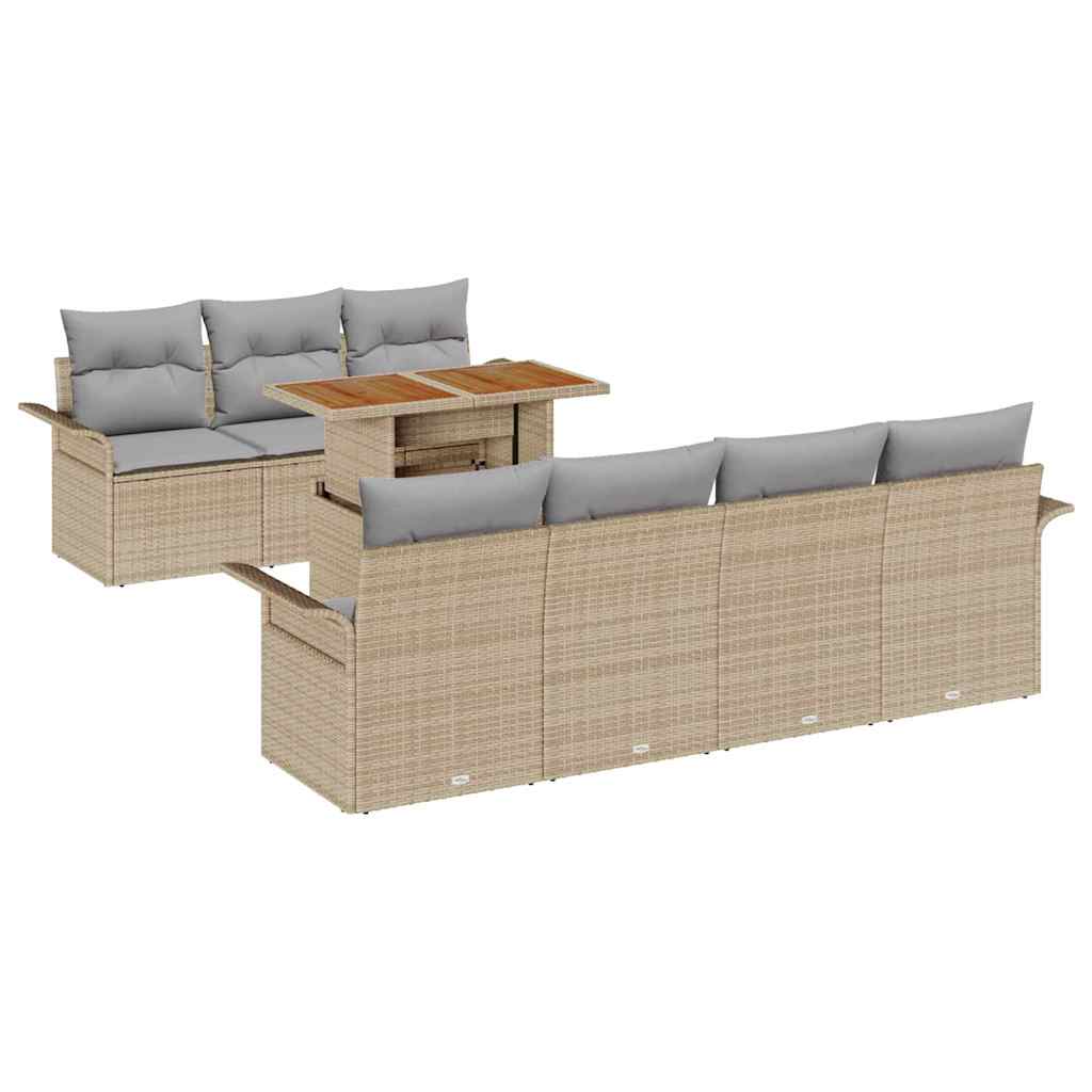 Conjunto de Sofá de Jardim 8 pcs Bege Rattan Sintético