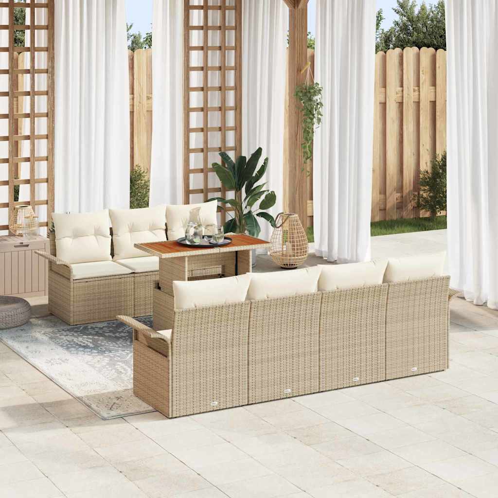 Conjunto de Sofá de Jardim 8 pcs Bege Rattan Sintético