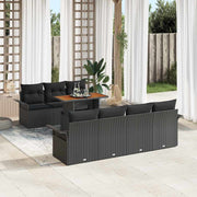 Conjunto de Sofá de Jardim 8 pcs Preto Rattan Sintético