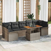 Conjunto de Sofá de Jardim 8 pcs Cinzeto Rattan Sintético