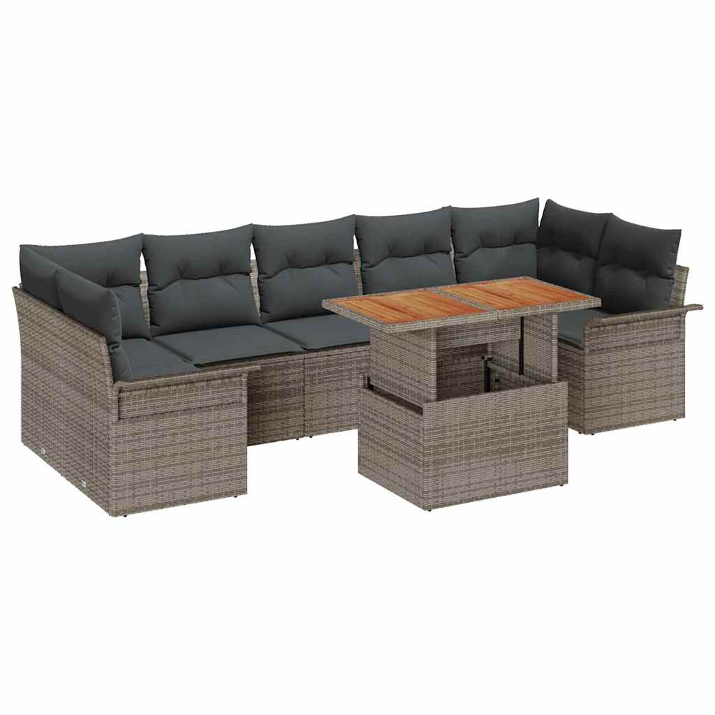 Conjunto de Sofá de Jardim 8 pcs Cinzeto Rattan Sintético