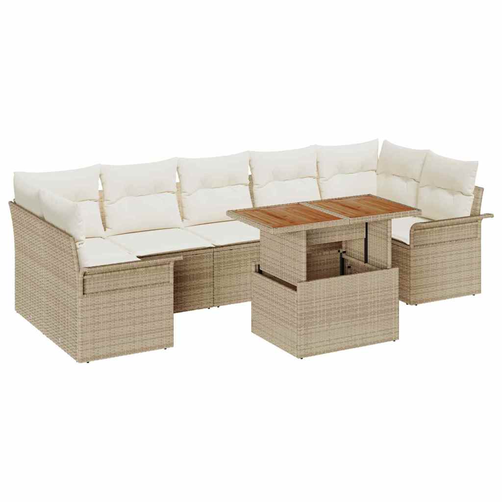 Conjunto de Sofá de Jardim 8 pcs Bege Rattan Sintético