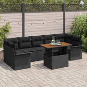 Conjunto de Sofá de Jardim 8 pcs Preto Rattan Sintético