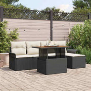 Conjunto de Sofá de Jardim 6 pcs Preto Rattan Sintético