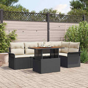 Conjunto de Sofá de Jardim 6 pcs Preto Rattan Sintético
