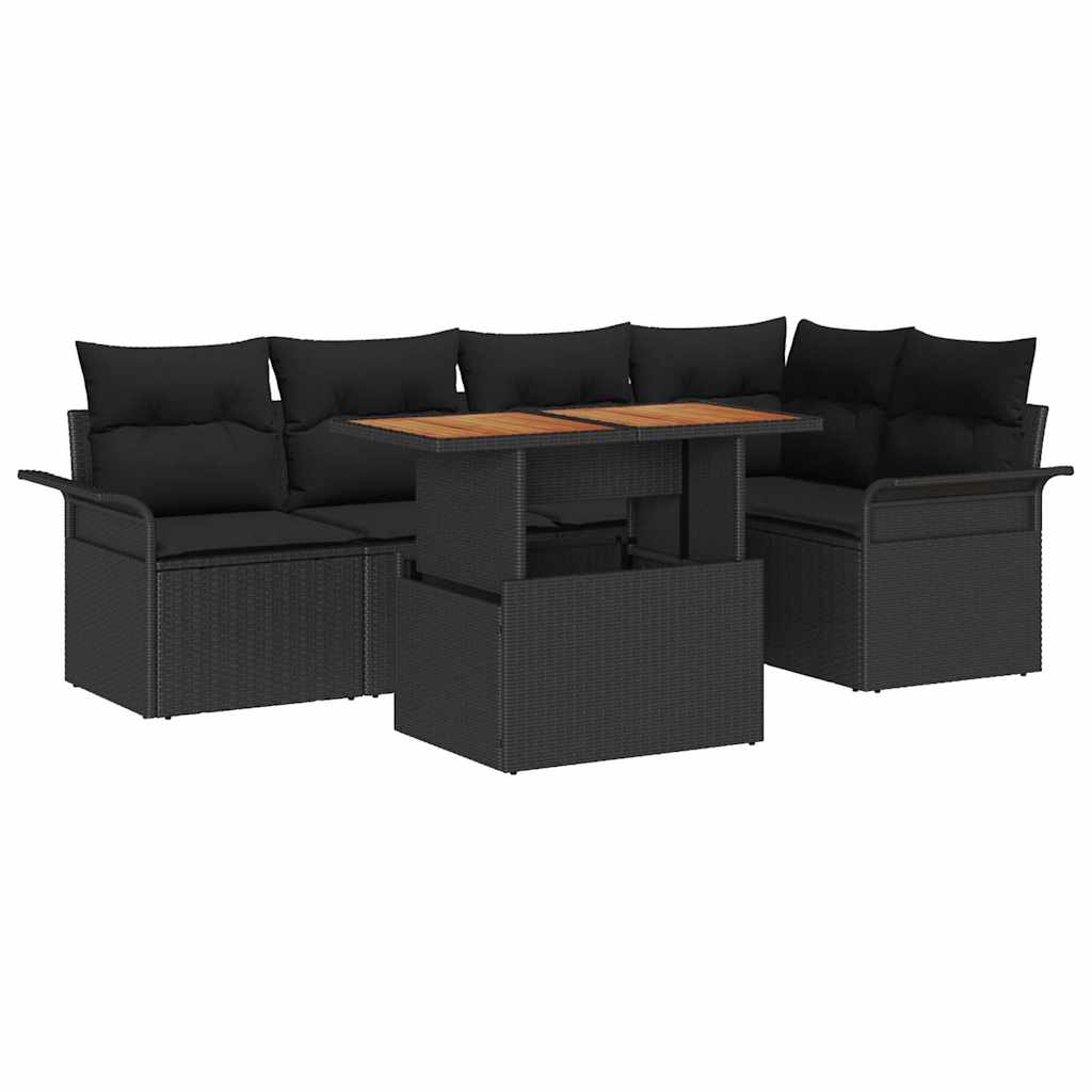 Conjunto de Sofá de Jardim 6 pcs Preto Rattan Sintético