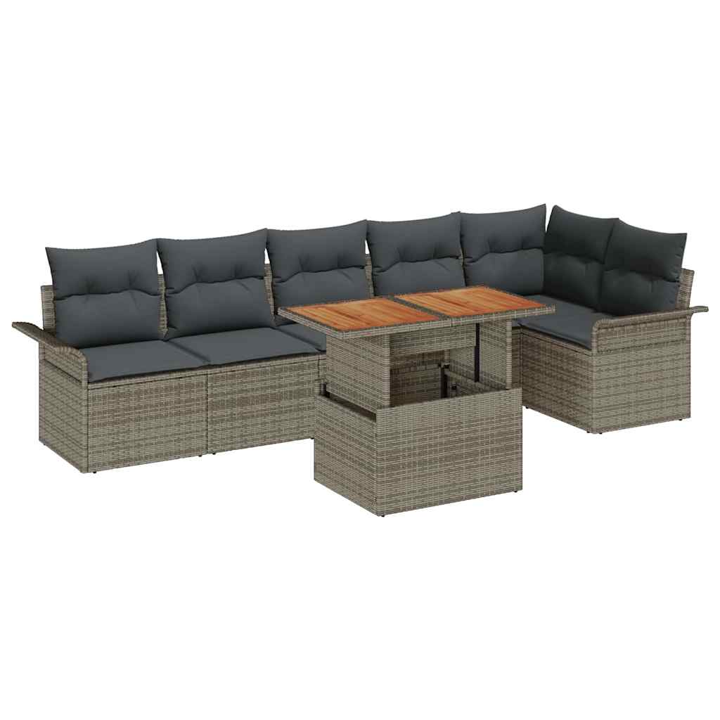 Conjunto de Sofá de Jardim 7 pcs Cinzeto Rattan Sintético