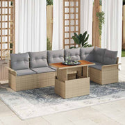 Conjunto de Sofá de Jardim 7 pcs Bege Rattan Sintético