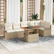 Conjunto de Sofá de Jardim 7 pcs Bege Rattan Sintético