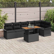 Conjunto de Sofá de Jardim 7 pcs Preto Rattan Sintético