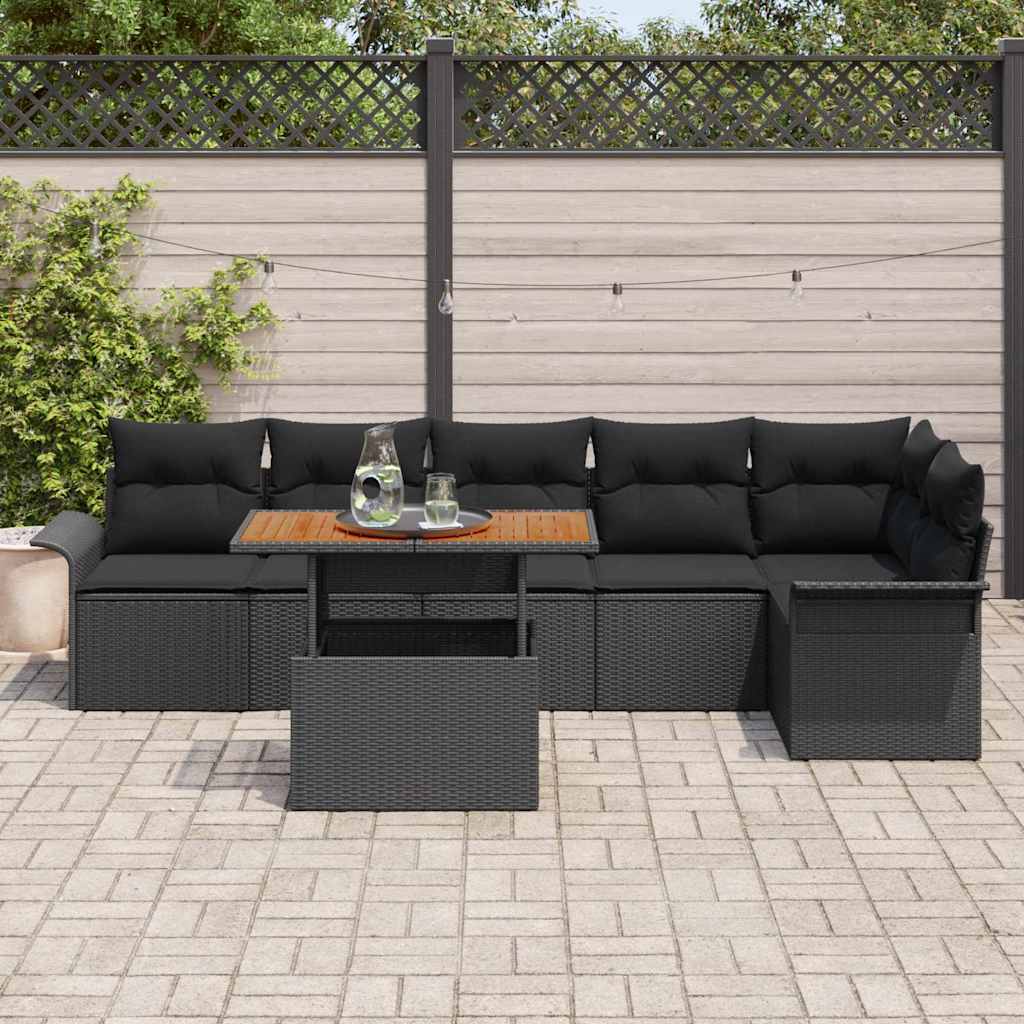 Conjunto de Sofá de Jardim 7 pcs Preto Rattan Sintético