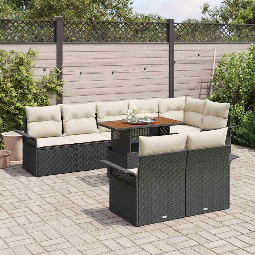 Conjunto de Sofá de Jardim 9 pcs Preto Rattan Sintético