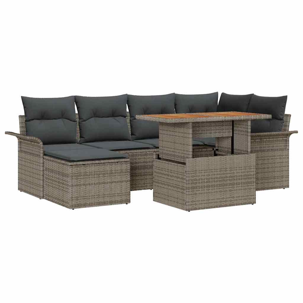 Conjunto de Sofá de Jardim 7 pcs Cinzeto Rattan Sintético