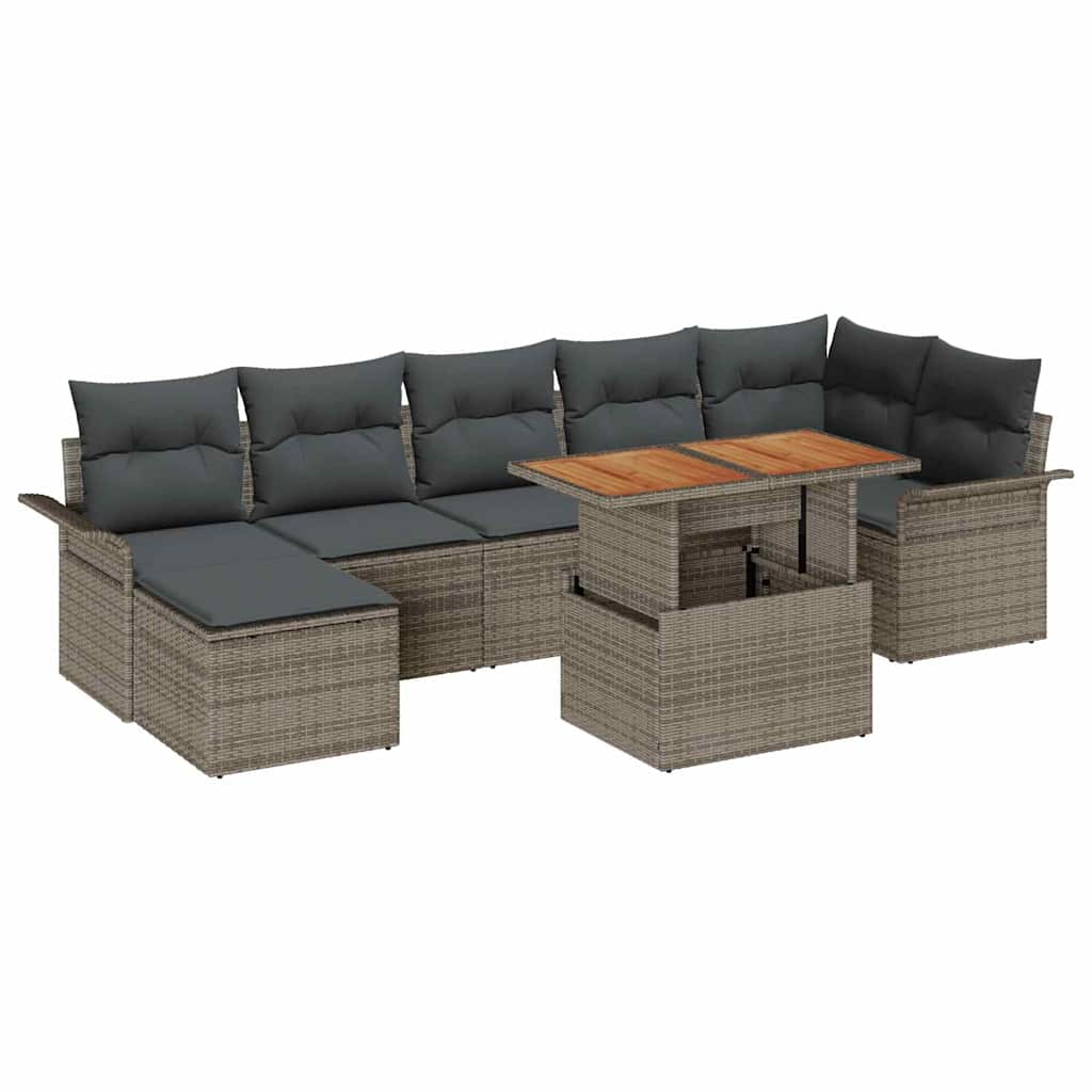 Conjunto de Sofá de Jardim 8 pcs Cinzeto Rattan Sintético
