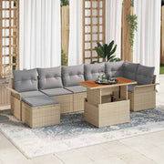 Conjunto de Sofá de Jardim 8 pcs Bege Rattan Sintético
