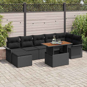 Conjunto de Sofá de Jardim 8 pcs Preto Rattan Sintético