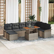 Conjunto de Sofá de Jardim 9 pcs Cinzeto Rattan Sintético