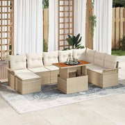 Conjunto de Sofá de Jardim 9 pcs Bege Rattan Sintético