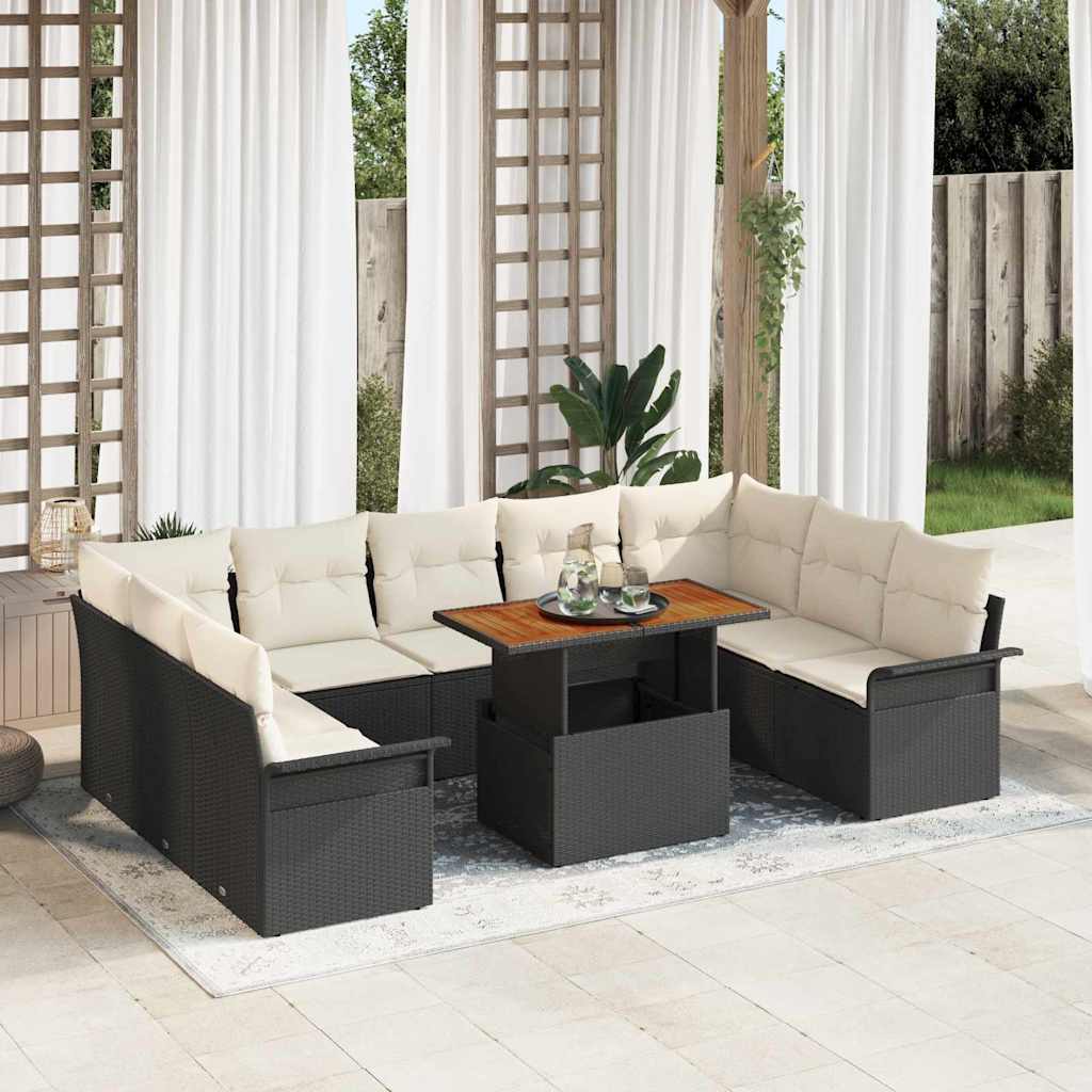 Conjunto de Sofá de Jardim 10 pcs Preto Rattan Sintético