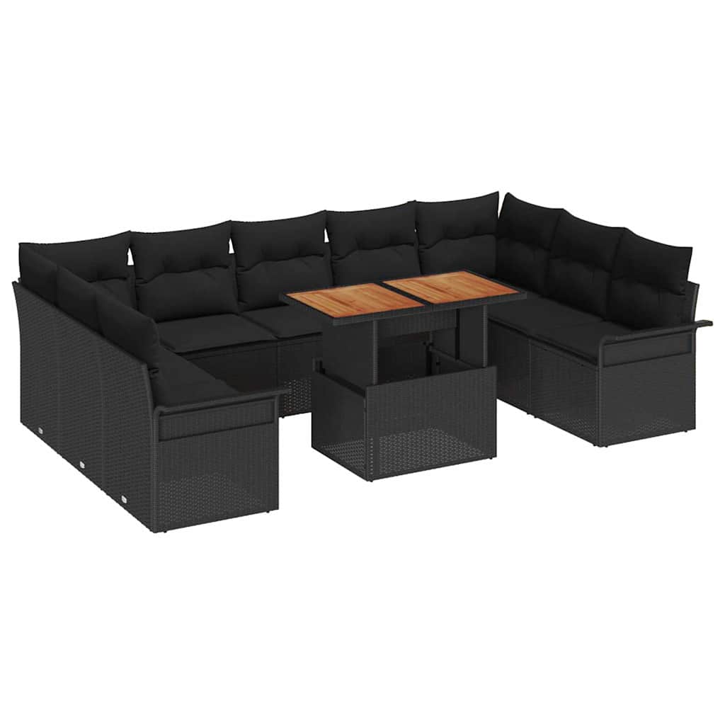 Conjunto de Sofá de Jardim 10 pcs Preto Rattan Sintético