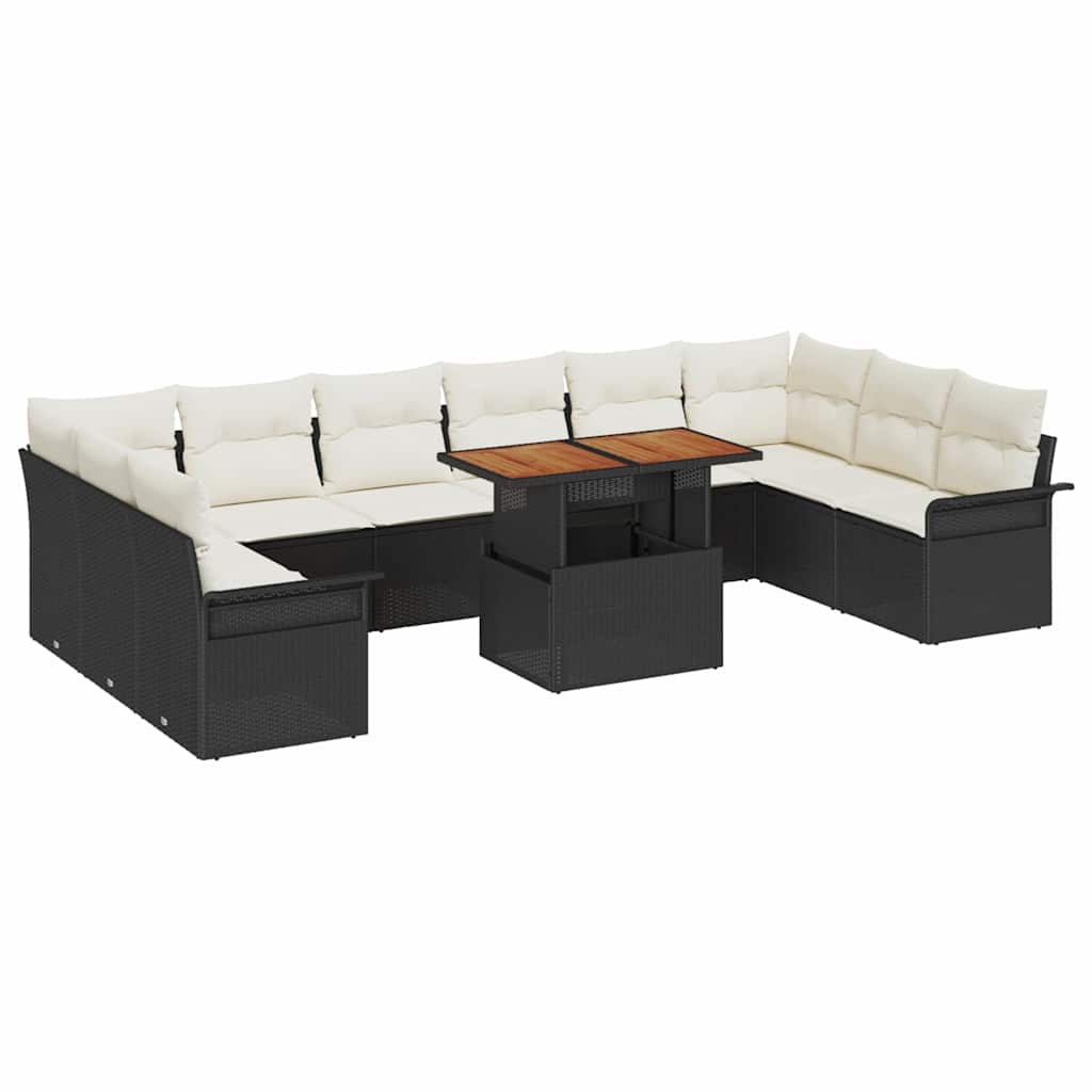 Conjunto de Sofá de Jardim 11 pcs Preto Rattan Sintético