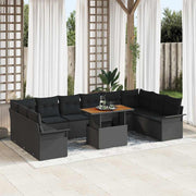 Conjunto de Sofá de Jardim 11 pcs Preto Rattan Sintético
