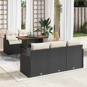 Conjunto de Sofá de Jardim 6 pcs Preto Rattan Sintético