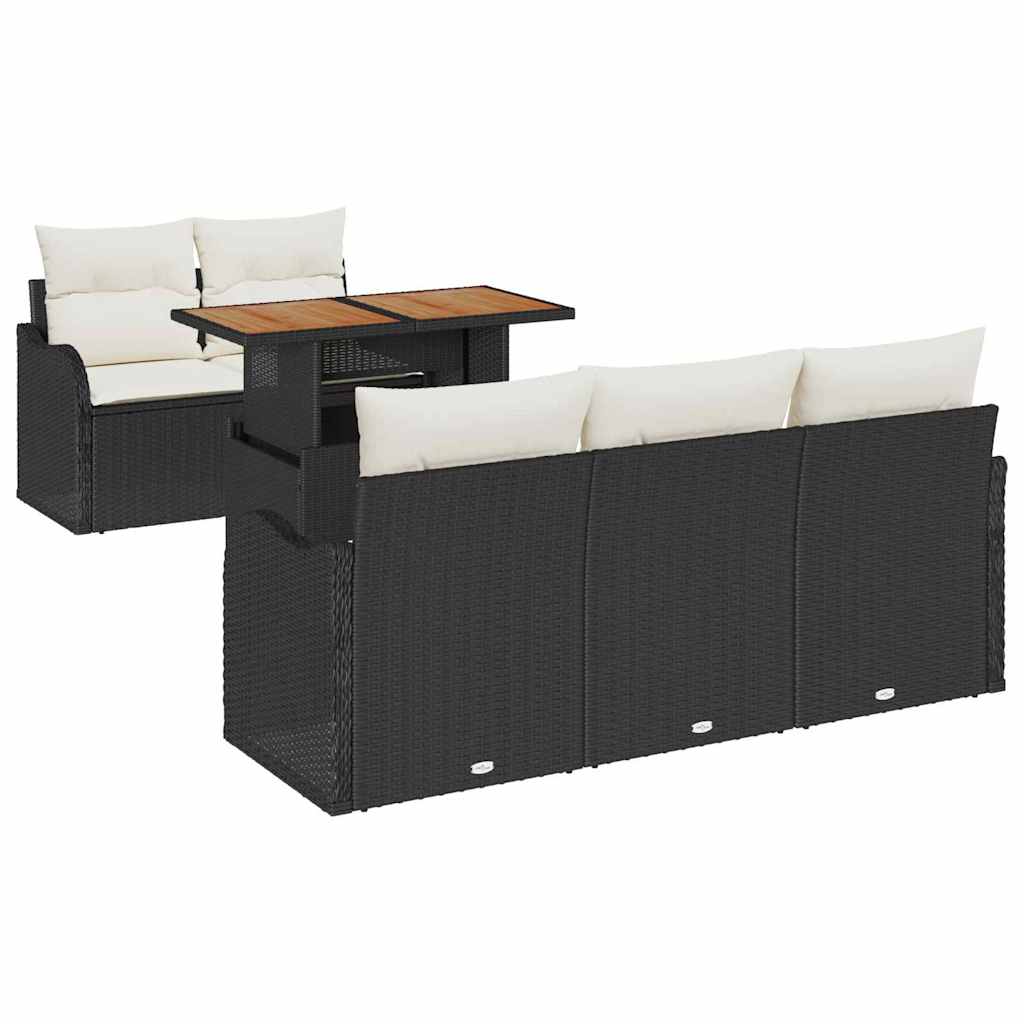 Conjunto de Sofá de Jardim 6 pcs Preto Rattan Sintético