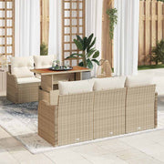 Conjunto de Sofá de Jardim 6 pcs Bege Rattan Sintético