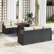 Conjunto de Sofá de Jardim 7 pcs Preto Rattan Sintético