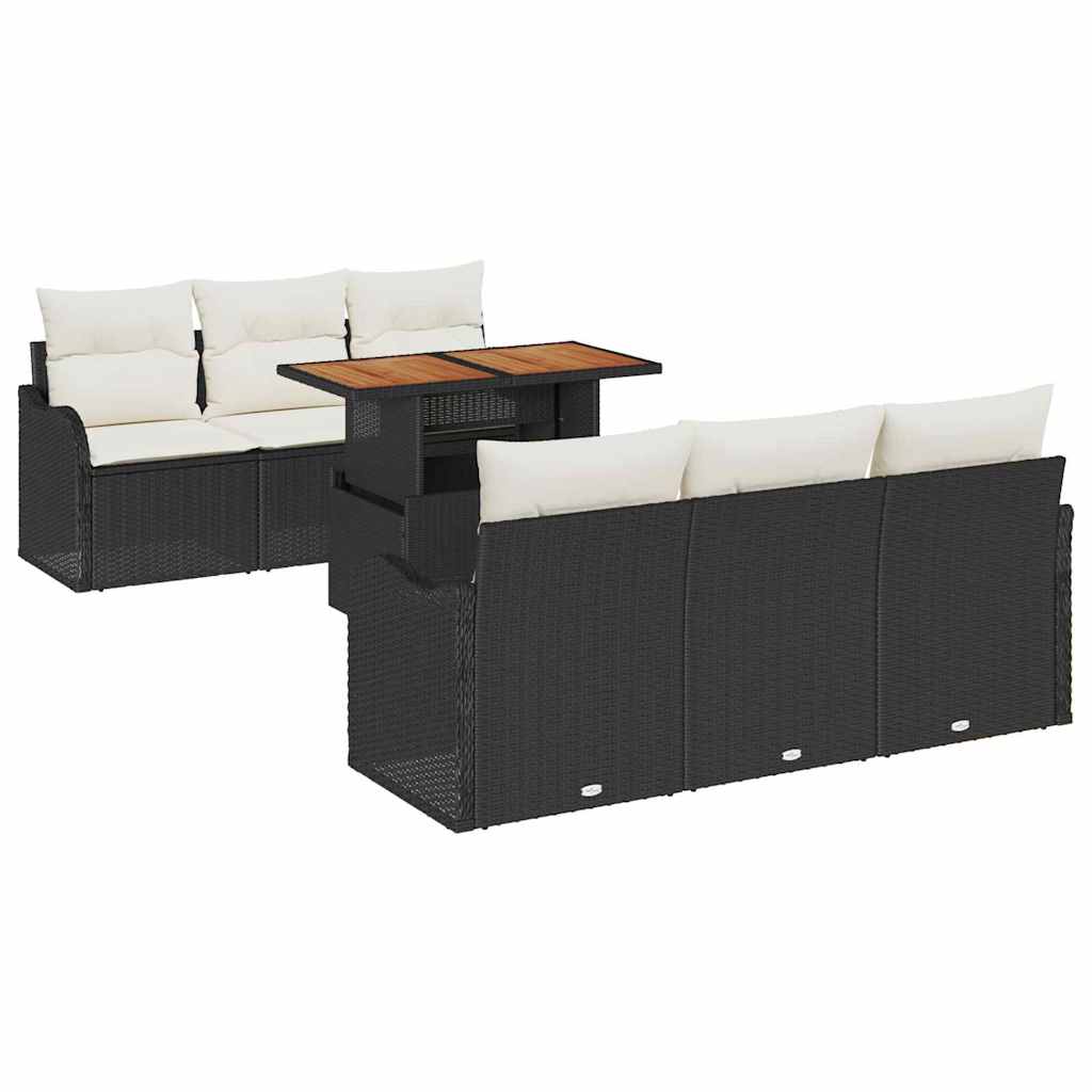 Conjunto de Sofá de Jardim 7 pcs Preto Rattan Sintético