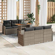 Conjunto de Sofá de Jardim 7 pcs Cinzeto Rattan Sintético