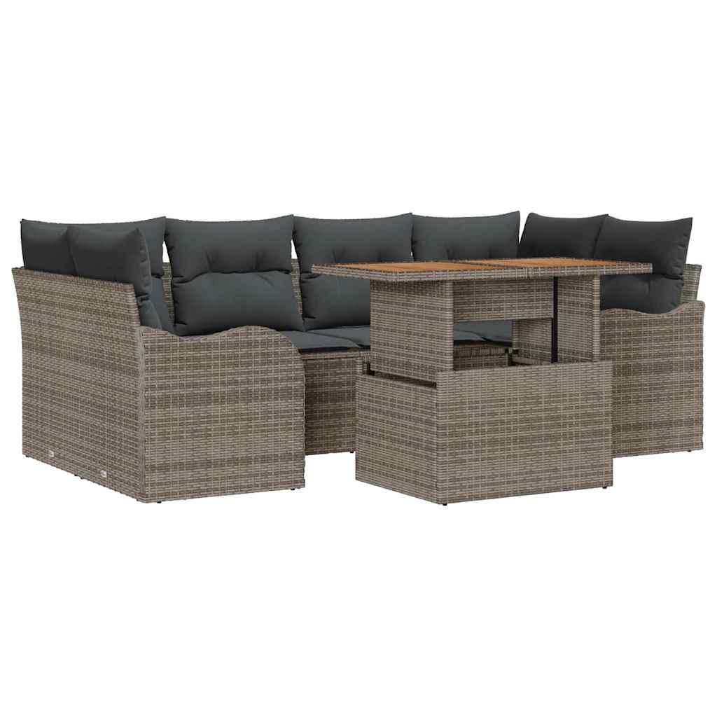 Conjunto de Sofá de Jardim 7 pcs Cinzeto Rattan Sintético