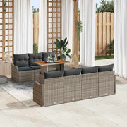 Conjunto de Sofá de Jardim 8 pcs Cinzeto Rattan Sintético