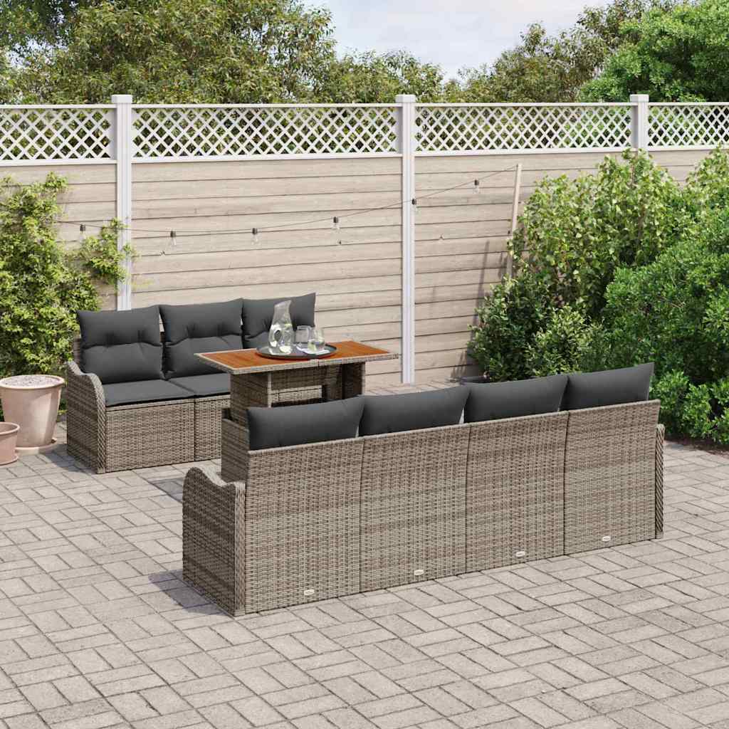 Conjunto de Sofá de Jardim 8 pcs Cinzeto Rattan Sintético
