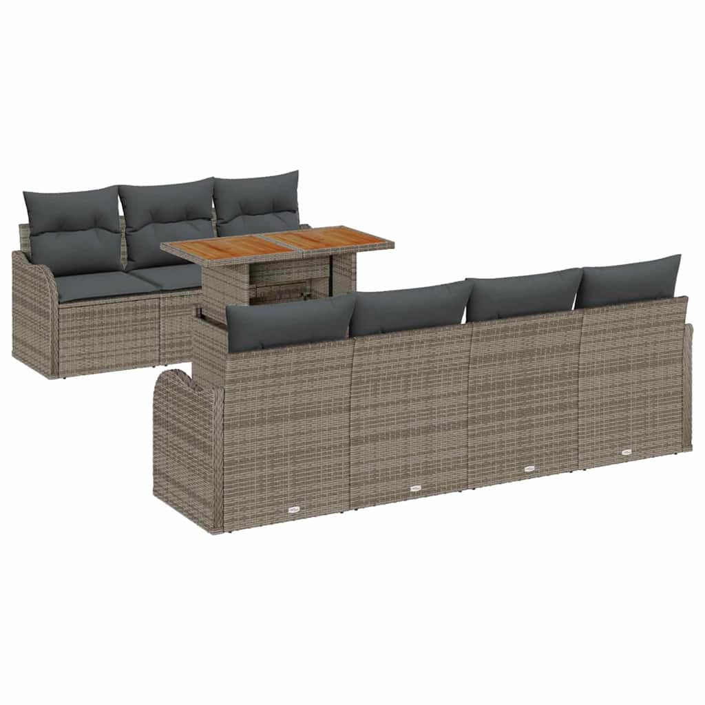 Conjunto de Sofá de Jardim 8 pcs Cinzeto Rattan Sintético