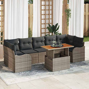 Conjunto de Sofá de Jardim 8 pcs Cinzeto Rattan Sintético