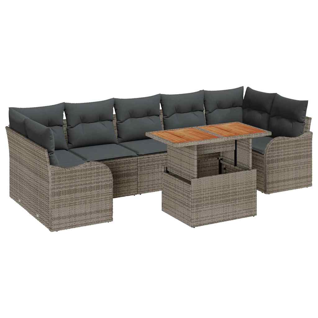 Conjunto de Sofá de Jardim 8 pcs Cinzeto Rattan Sintético