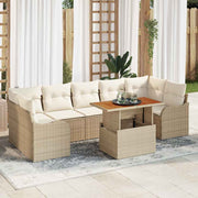 Conjunto de Sofá de Jardim 8 pcs Bege Rattan Sintético